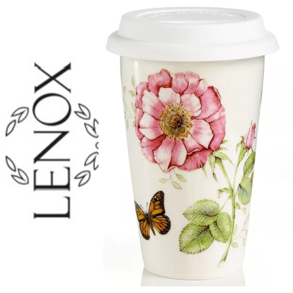 NWT Charming LENOX Butterfly Meadow Thermal Travel Mug Sz: 10 oz.